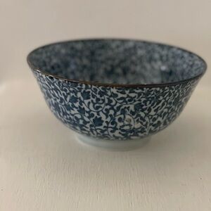 Blue Floral Ceramic Rice Bowl
